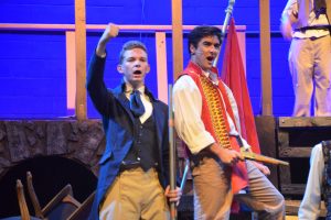 Matt Skipper, left, as Feuilly, and Chris Sepe as Enjolras. (© FlaglerLive)