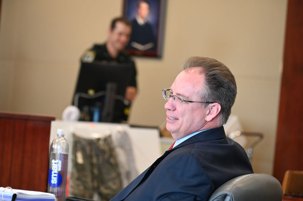 The bench in his sights. (© FlaglerLive)