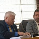 City Manager Dale Martin and City Attorney Drew Smith will be busy tonight contending with an effort by City Commissioner John Cunningham not to renew Martin's contract. (© FlaglerLive)