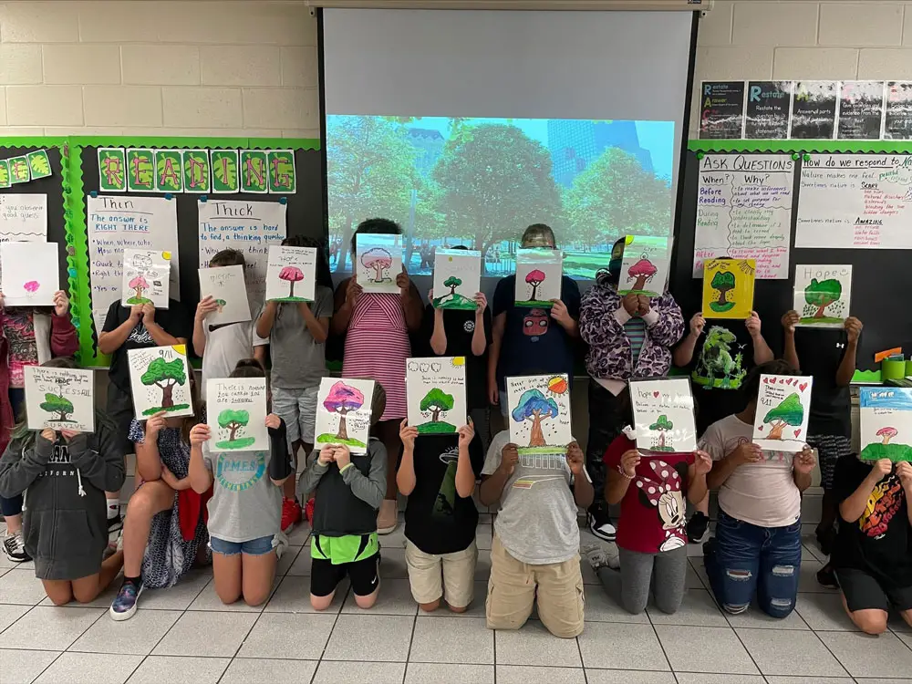 Masking the masks: Brevard County public school students earlier this month. (Facebook)