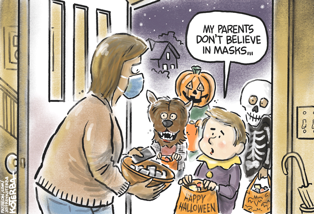 Halloween Mask Debate by Jeff Koterba, CagleCartoons.com