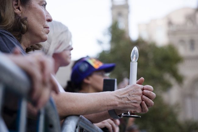 Until the next massacre. A vigil in Philadelphia for the victims of the Las Vegas mass shooting. (Governor's office.)