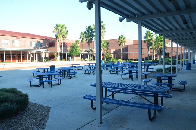 Two of the fights took place in the courtyard of Matanzas High School, as students were having lunch. (© FlaglerLive)