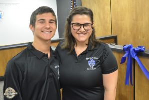 Matanzas's Hunter Perez and Megan Winter, conceptual founders of the flagship and future lawyers. Click on the image for larger view. (© FlaglerLive) 