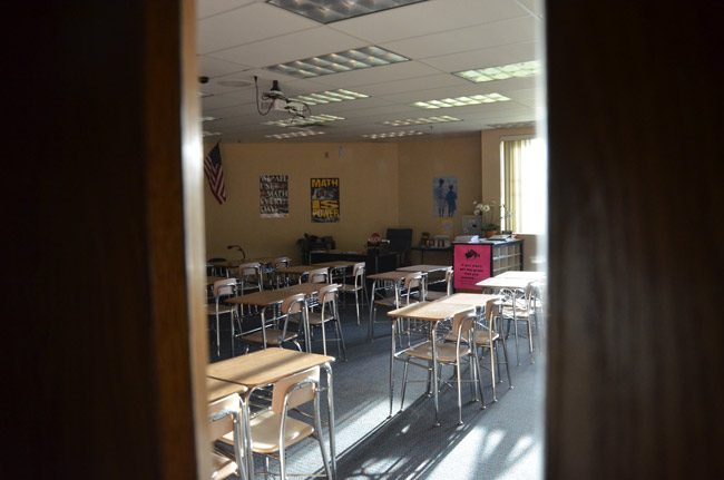 A math classroom at Indian Trails Middle School, the only school in the district to score an A other than iFlagler, the virtual school. (© FlaglerLive)