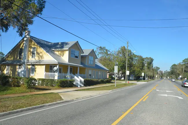 The big yellow, 5,000 square-foot structure known as Maxwell House downtown Bunnell is about to become Salvo Art project's new home. (© FlaglerLive)
