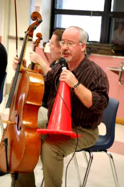 The late, goofy maestro: Jonathan May during his 2009 recruiting tour in Flagler County. (© FlaglerLive)