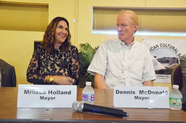 There's always been an element of the personal in Dennis McDonald's chronic battles with Palm Coast. He ran for mayor in 2016. Milissa Holland bested him and others. She will now be among the council members deciding how to battle him through his latest lawsuit against the city. (© FlaglerLive)