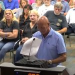 Ken McDowell Tuesday evening "demanded" that the Palm Coast City Council conduct a forensic audit of city finances, and the council agreed. (© FlaglerLive via Palm Coast TV)
