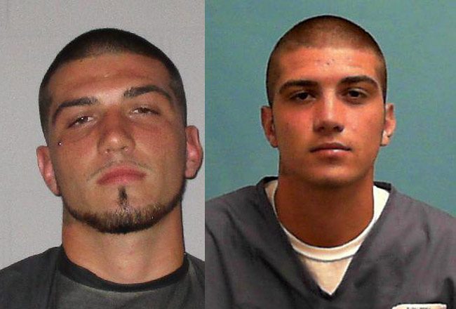 Michael McRoberts in a recent Flagler County jail booking photo, left, and in his Florida Prison booking. 