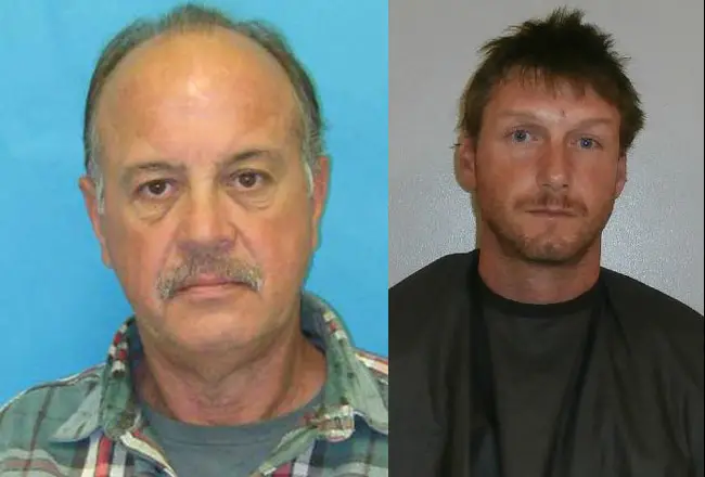 Jody Medders, left, in his Florida state prison mugshot, and Edmond Nathaniel Welch, both of whom were arrested subsequent to a home invasion early Saturday morning in Bunnell. 