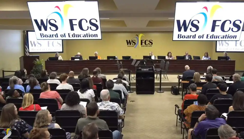 A screen shot from a recent meeting of the Winston Salem/Forsyth County School Board. 