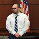 James Melady eying the jury as it was walking in yesterday, just before his testimony in his defense. (© FlaglerLive)