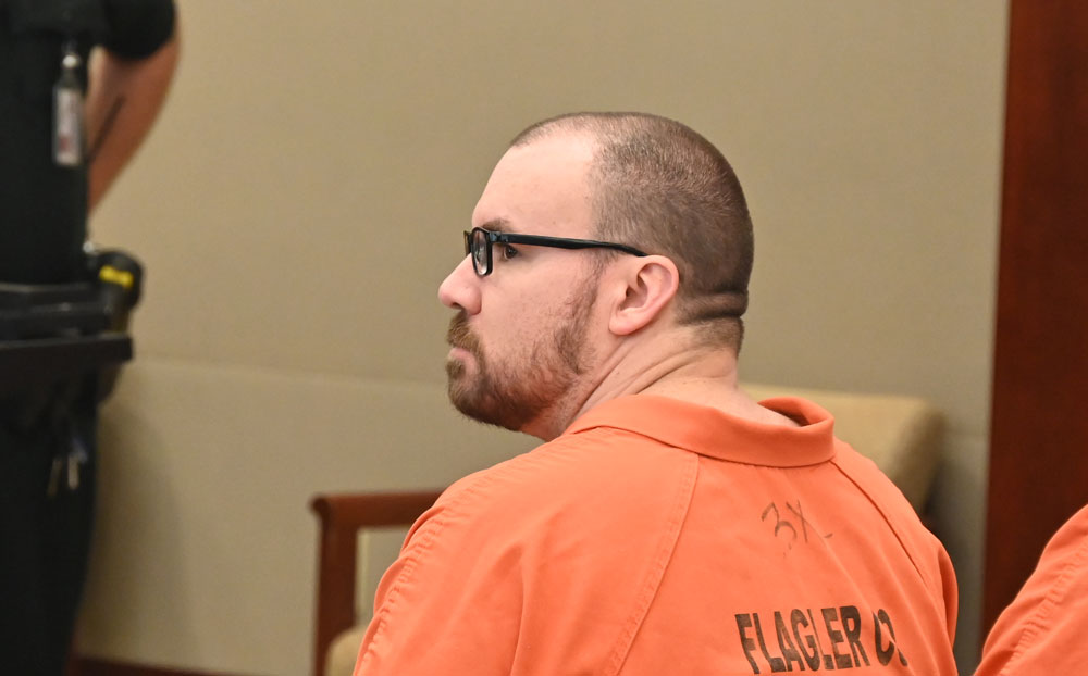 James Melady, the former paramedic, in court today,. He goes on trial next week. (© FlaglerLive)