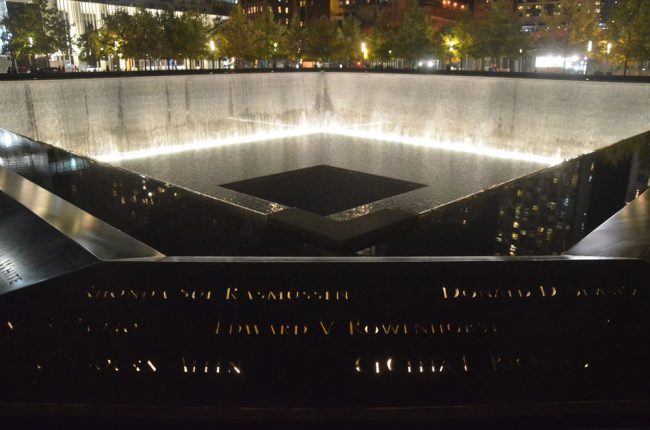 One of the two memorial pools at Ground Zero. (© FlaglerLive)