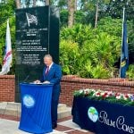 Mayor Mike Norris at today's Memorial Day commemoration at Heroes Park in Palm Coast. (Palm Coast)