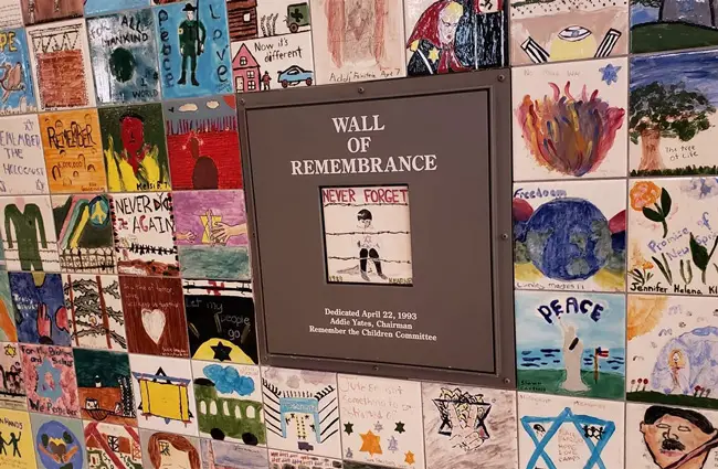 Children’s drawings make up a wall of remembrance at the U.S. Holocaust Memorial Museum in Washington, D.C. (Pew Charitable Trusts)