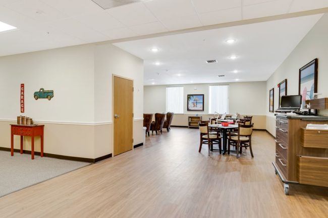 A view of the common area in the memory care section of the facility, in an image posted on the company's website. 