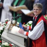 Bishop Mariann Budde leads the national prayer service attended by President Donald Trump at the National Cathedral in Washington on Jan. 21, 2025.