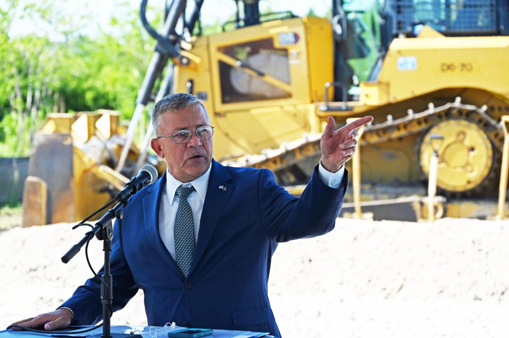 Palm Coast Mayor Mike Norris let loose on Raydient, the developer of the western expansion, on the project itself, and on a planned annexation, all of which he said he oes not support. (© FlaglerLive)