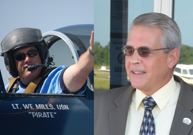 Bill Mills, left, is a major force behind Wings Over Flagler. Mick Cuthbertson is Bunnell's community development director. (© FlaglerLive)