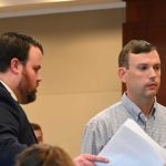 Andrew Mintz, right, in court today. (© FlaglerLive)