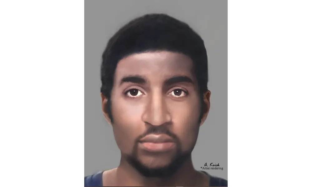 A reconstruction of the portrait believed to be of the man found on May 28, 1980.