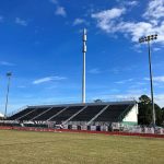 The School Board's cell tower, leasing space to two carriers, just behind the football field at Flagler Palm Coast High School.