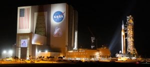 NASA’s Space Launch System rocket that will take an astronaut crew around the Moon rolls out to the launchpad. Joel Kowsky/NASA via Getty Images