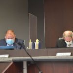 City Manager Matt Morton, left, and City Attorney Bill Reischmann, who's had a few occasions for anguish over council members' exchanges since November. (© FlaglerLive)