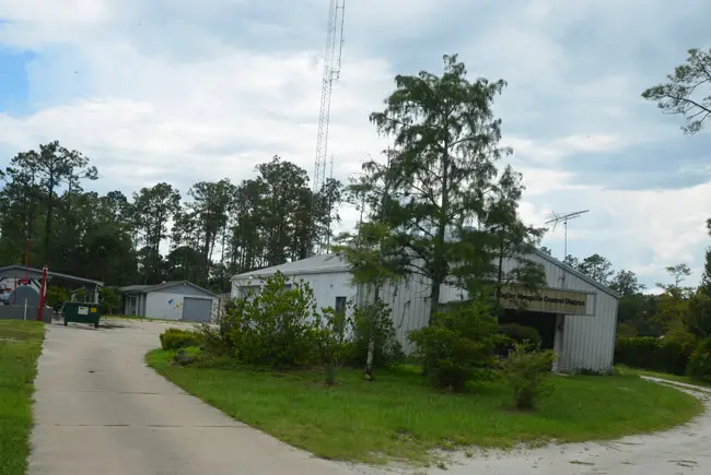 East Mosquito Control District's property at the end of Utility Drive in Palm Coast. It sits adjacent to a city sewer plant. The city is planning to buy the property for $293,000. (© FlaglerLive)
