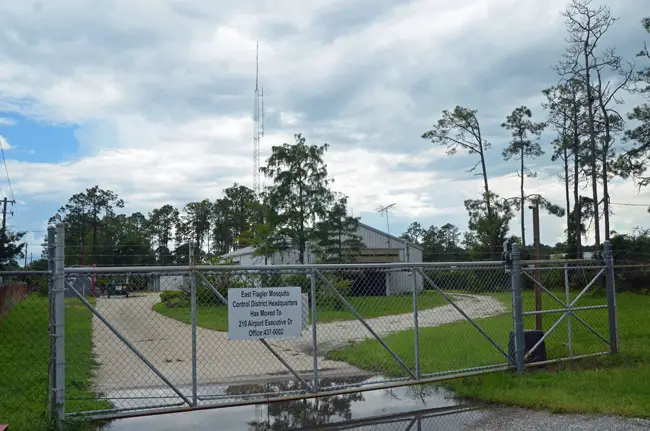 The old Mosquito Control property on Utility Drive that Palm Coast government wants to buy. It sits between two city properties. (© FlaglerLive)