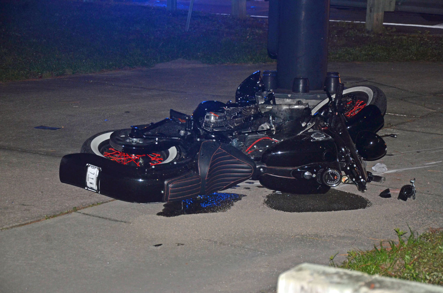 The motorcycle was catapulted past the road at the southeast corner of Belle Terre Parkway and Royal Palms Parkway. (© FlaglerLive)