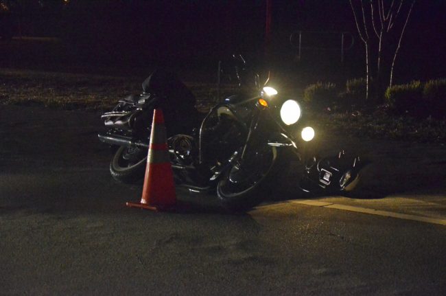 The motorcycle's lights never went off--but were clearly on as Davis rode south. (c FlaglerLive)