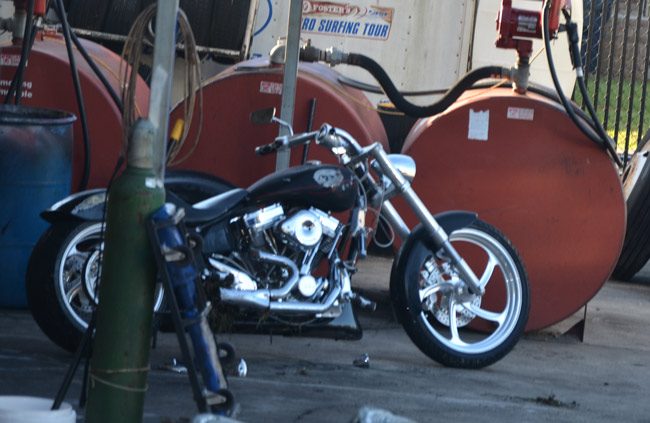 The motorcycle was towed to Roger's Towing in Bunnell. (© FlaglerLive)