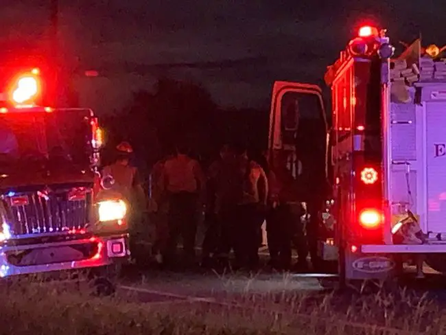 First responders and the Florida Highway Patrol at the scene of the crash between two motorcyclists on A1A in the Hammock this evening. (c FlaglerLive)