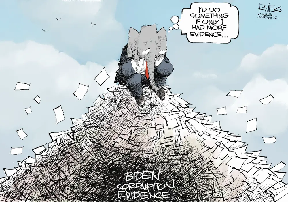 Mountain of Evidence by Rivers, CagleCartoons.com