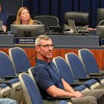 Deputy County Attorney Sean Moylan, right, at an April meeting of the County Commission. (© FlaglerLive)