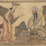 The first was a 14th century depiction of the Prophet receiving his first revelation from the archangel Gabriel, created by Rashīd al-Dīn, a Persian Muslim scholar and historian.