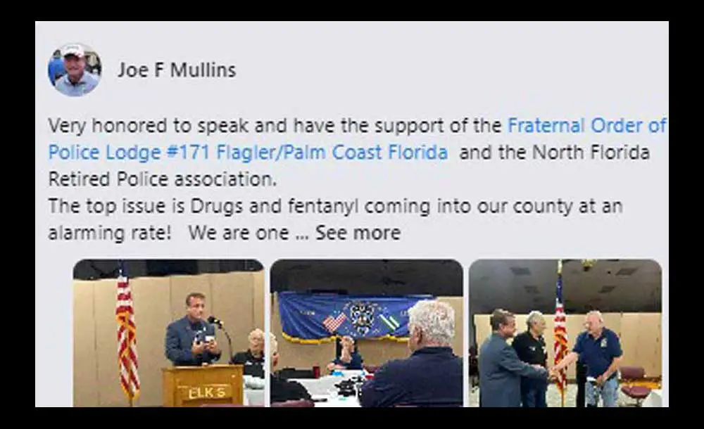 Flagler Joe Mullins false law enforcement support