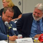 County Commissioner Joe Mullins, left, and County Administrator Jerry Cameron made a land deal focused on St. Johns County. (© FlaglerLive)