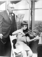 Frank Simon, who had an honorary doctorate in music, with his granddaughter--the author, Caren Umbarger, when she was 12. Click on the image for larger view. (Courtesy of Caren Umbarger)