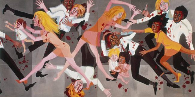 Faith Ringgold's 'American People Series #20: Die' (1967). The NAACP is hosting a town hall on violence this evening at Mt. Calvary Baptist Church, at 6:30 p.m. See below. 