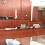 The three-judge panel's seats moments before the judges walked in this morning. The Court of Appeal does not permit photography when court is in session. (© FlaglerLive)