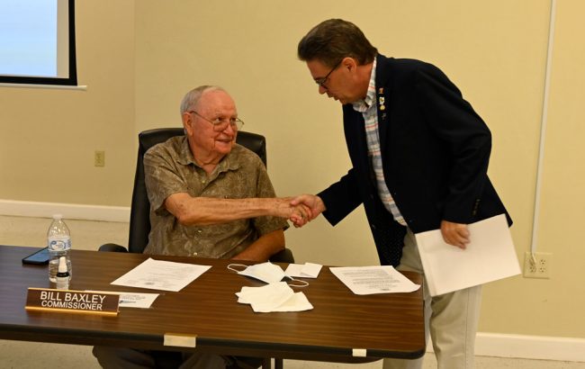 Commissioner Bill Baxley and former County Commissioner Nate McLaughlin. (© FlaglerLive)