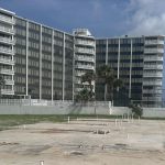The Nautilus condominiums, a nine-story building in Flagler Beach. (© FlaglerLive)