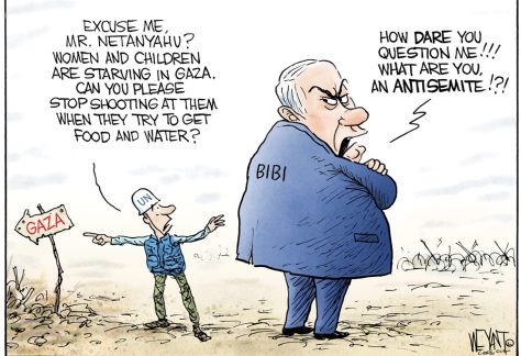 Netanyahu Accepts No Criticism for Gaza Starvation by Christopher Weyant, CagleCartoons.com