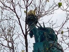 Her beacon is harder to discern on the even of America's 250th anniversary. (© FlaglerLive)