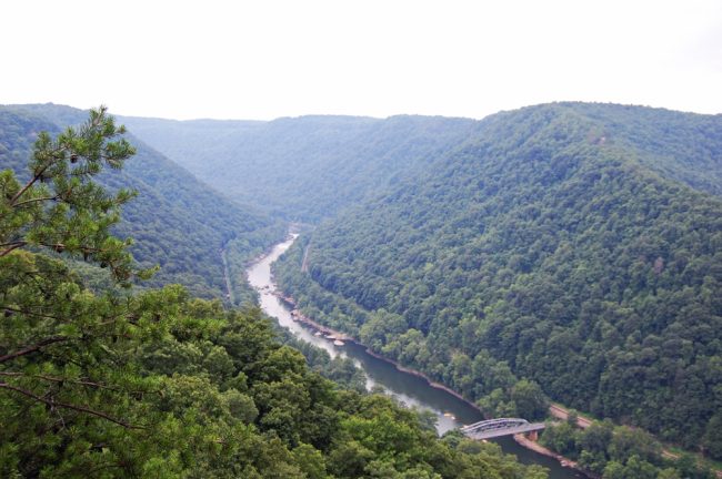 The New River seen from the New River Bridge near Fayetteville, W. Va. (© FlaglerLive)