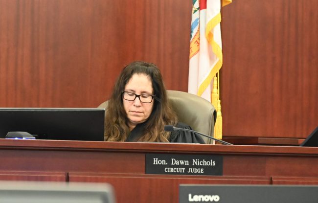 Circuit Judge Dawn Nichols gave the attorneys a road map to resolve the case. But she said it is ultimately up to the state to decide. (© FlaglerLive)